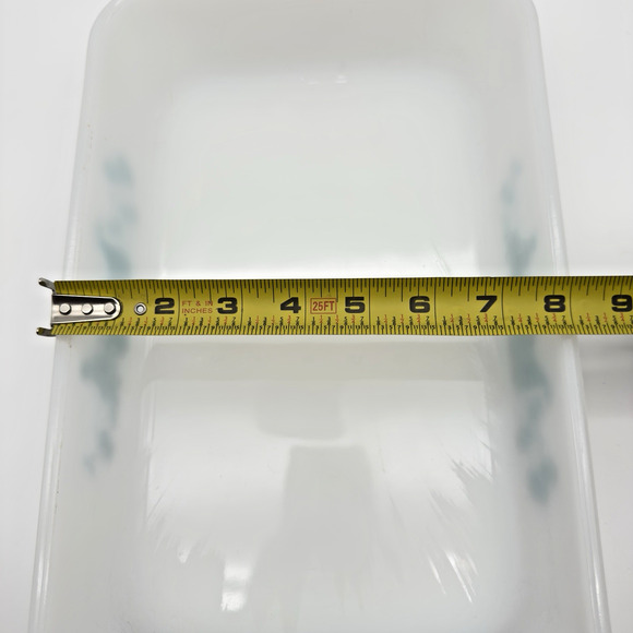 Glasbake Baking Casserole Dish Retro Blue Fruit Milk Glass 2.5 Qt 8"x12.5" - Picture 11 of 12